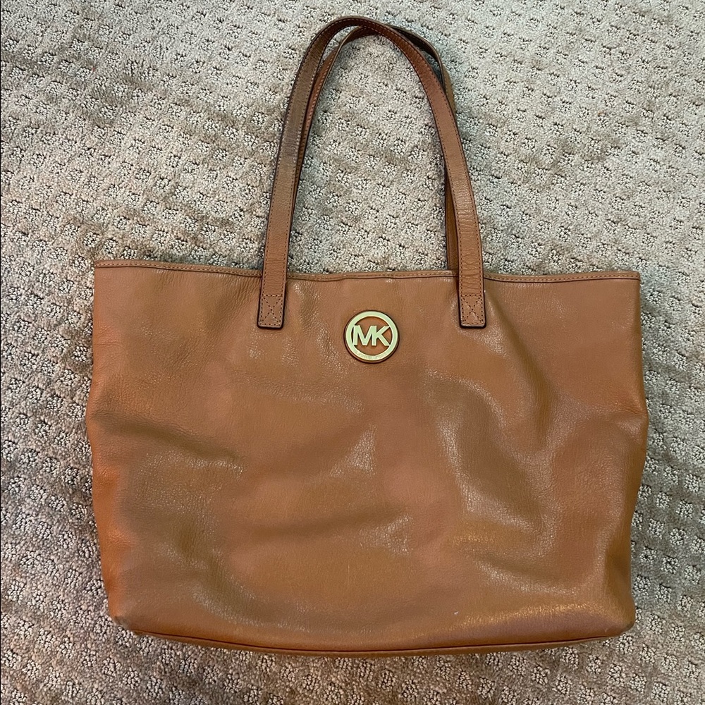 Michael Kors brown leather tote bag